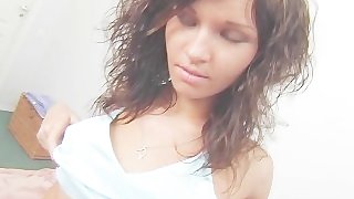 Hot little teen does anal POV